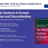 Παρουσίαση του βιβλίου Eumeplat Project με θέμα "The Media Systems in Europe. Continuities and Discontinuities" στη Ρώμη